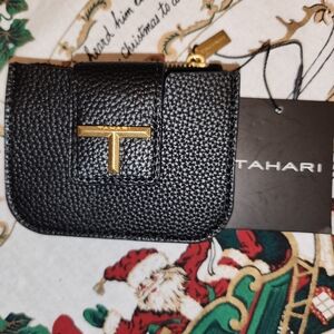Tahari Black and Gold Textured Wallet